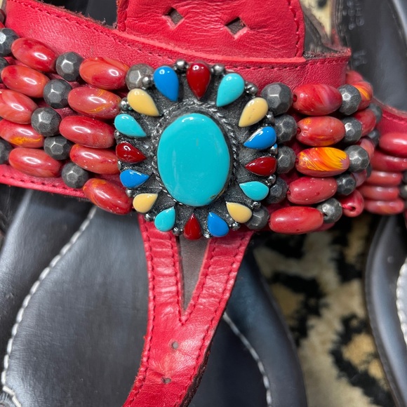 Donald J Pliner Wedge sandal beaded brown - Picture 5 of 10